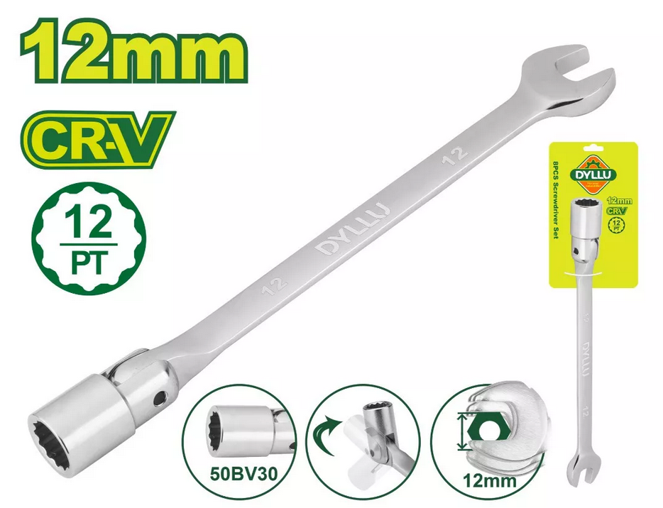Open end swivel head socket spanner wrench - DYLLU