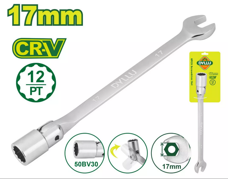 Open end swivel head socket spanner wrench