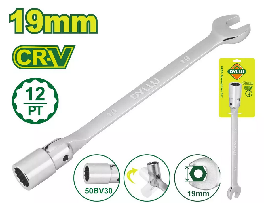 Open end swivel head socket spanner wrench
