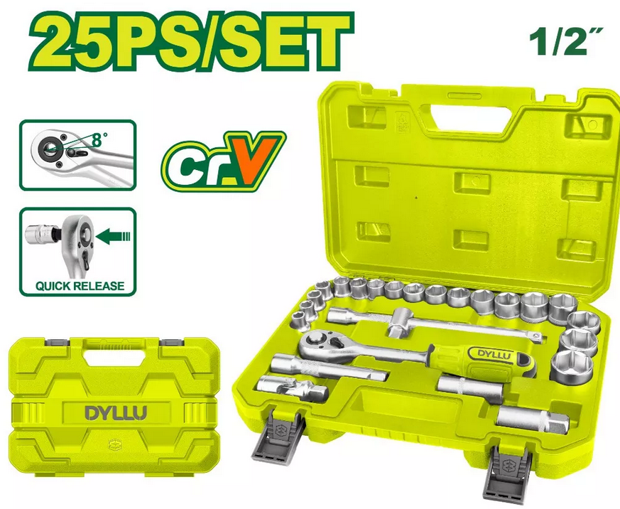 25 Pcs 1/2" socket set - DYLLU