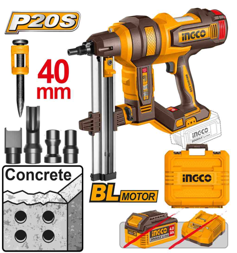 Cordless concrete nailer