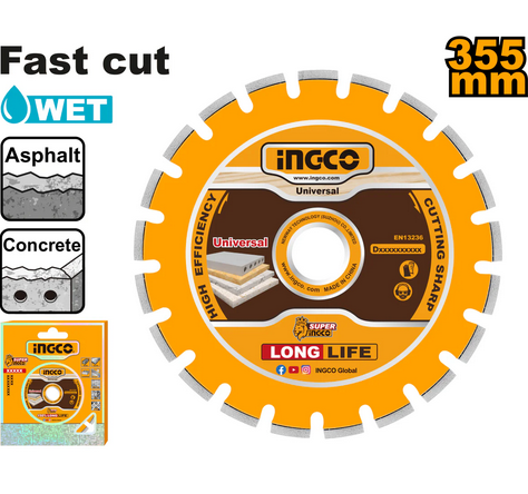 Diamond disc for asphalt and concrete cutting