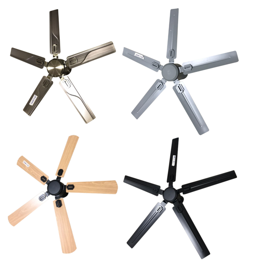 Ventilateur plafonier qualité supérieure avec telecommande ref: HJ-2668-5 - Couleur: Black/Black Plywood/Inoxydable/Light Grey/ Bronze - Dim: 48"