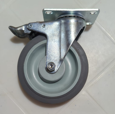 ROULETTE POUR MEUBLE CHARIOT ROUE RENFORCEE GRISE AVEC PEDALE DE FREINAGE 5"