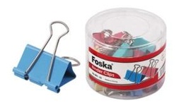 [801-1D] FOSKA-CLIP A PAPIER COULEUR 51MM (CYL PLAST DE 12 PCS) 800-1D