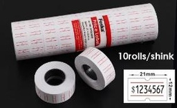 [NB0200W(5000)] FOSKA-ETIQUETTES DE PRIX BLANC 8 CHIFFRES 10 ROULEAUX  DE 500 PCS