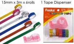 [CT504] FOSKA-RUBAN ADHESIVE PAILLETTE 1.5cm*3m*6 RLX +1 DEVID