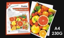 [W9601(230GSM)] FOSKA-PAPIER PHOTO BRILLANT IMPERMEABLE 20 FLES A4 230GMS W9601(230GSM)