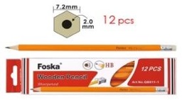 [QB011-1] FOSKA-CRAYON HB HEXAG A/ GOMME BTE 12 PCS 7’’ 2MM QB011-1