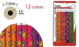 [QB5018] FOSKA-CRAYON DE BOIS ROND FLEURIS HB CARTE 12 PCS 7’’ 2MM 