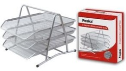 [HY62001(silver)] FOSKA-BAC RANGEMENT DOSSIER 3-ETAGES VERTICAL L350*W300*H275mm  HY62001 (SILVER)