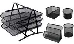 [HY2214(balck)] FOSKA-BAC RANG 3ETAGES+ BLOC NOTE+PORTE STYLOS+SEPAR SERIE 4 PCS NOIR HY2214 BLACK