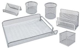 [HY63580A(silver)] FOSKA-BAC RANG 3ETAG+ BLOC NOTE+PORTE STYLOS+SEPAR -SERIE 6 PCS ARGENT HY63580A SILVER