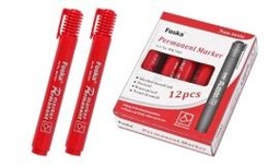 [MK7001(red)] FOSKA-MARQUEUR PERMANENT POINTE OGIVE COUL ROUGE 320/360M ECRIT, 2,6G ENCRE MK7001RED