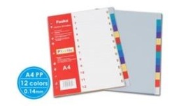 [HF289C-12C] FOSKA-INTERCALAIRE PP 140 MIC A4 12 FEUILLES COLORES HF289C-12C