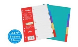 [HF289C-5C] FOSKA-INTERCALAIRE PP 140 MIC A4 05 FEUILLES COLORES HF289C-5C