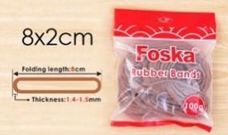 [RB100-100C] FOSKA-ELASTIQUE DE BUREAU MARRON 8X2CM (SACHET DE 100 GMS) 90% CAOUTCHOUC RB100-100C