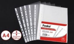 [EH303E] FOSKA-POCHETTE TRANSP PERF A4, 0.090MM. 235*305MM 11 TROUS EH303A4- 100FLES