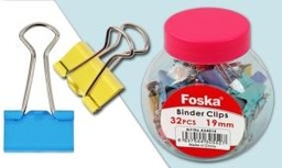 [AS4014] FOSKA-CLIP A PAPIER COULEUR 19MM (BOMBONNES DE 32PCS)