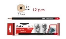 [QB043（2B）] FOSKA-CRAYON HEXAG ARTISTE 2B BTE 12 PCS 2MM 7’’2MM QB043 2B