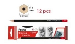 [QB043（6B）] FOSKA-CRAYON HEXAG ARTISTE 6B BTE 12 PCS 7’’2MM QB043 6B