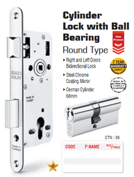 [SGSK-502] SGS CYLINDER LOCK WITH BALL BEARING ROUND TYPE 40MM K-502