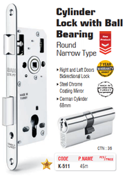 [SGSK-511] SGS CYLINDER LOCK WITH BALL BEARING ROUND NARROW TYPE 45MM K-511