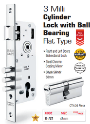 [SGSK-721] SGS CYLINDER LOCK WITH BALL BEARING FAT 3MILI FLAT TYPE 45MM K-721
