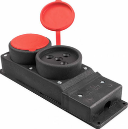 [SGS3508] SGS RUBBER GROUP SOCKET GROUNDED THREE PHASE INTEGRATED SOCKET 230V25A INDUSTRIAL 2 WAY GROUP SOCKET SGS3508
