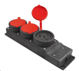 [SGS3509] SGS RUBBER GROUP SOCKET GROUNDED THREE PHASE INTEGRATED SOCKET 230V25A INDUSTRIAL 3 WAYGROUP SOCKET SGS3509