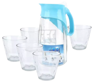 [GB12084BL BLEU] 05pcs glass water set 16/CTN 18 KG BLEU 45,5*44*46