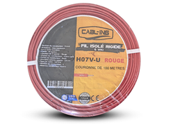 [H07V-U2.5R] FIL ISOLE RIGIDE 2,5MM2 H07V-U ROUGE (C/100M) CABLING TURQUIE