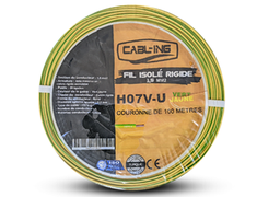 [H07V-U4VJ] FIL ISOLE RIGIDE 4 MM2 H07V-U VERT JAUNE (C/100M) CABLING TURQUIE