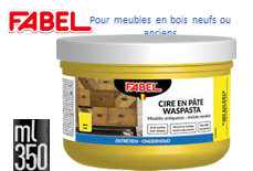[12505] Fabel CIRE ANTIQUAIRE PATE JAUNE (pour meubles en bois neufs ou anciens) 350 ml.