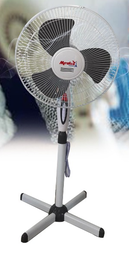 [ML-8059 B/G MIRALUX] Ventilateur à pied Miralux - Couleur Blanc/Gris - 220-240V / 50HZ 45W Iron in net cover 66*14MM - 2pcs/ctn