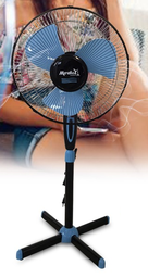 [ML-8059 N/B MIRALUX] Ventilateur à pied Miralux - Couleur Noir/Bleu pastel - 220-240V / 50HZ 45W Iron in net cover 66*14MM - 2pcs/ctn