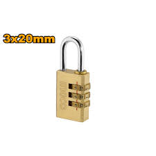 [DBCK0203] 3 Digit brass combination padlock