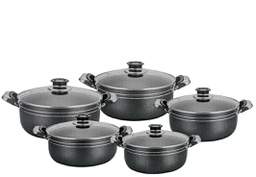 [ML-8090] Cookware Miralux serie de 10pcs = 18cm à 26cm coul: Noir Granité (Cartons de 4 set)
