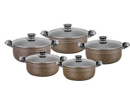 [ML-8070] Cookware Miralux serie de 10pcs = 18cm à 26cm coul: Marron (Cartons de 4 set)