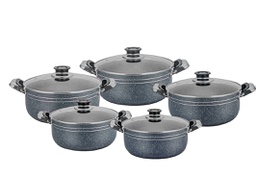 [ML-8080] Cookware Miralux serie de 10pcs = 18cm à 26cm coul: Gris Foncé Granité (Cartons de 4 set)