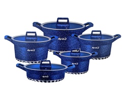 [ML-8069B] Cookware Fonte Miralux serie de 10pcs = 20cm à 32cm coul: Bleu Granité (Cartons de 4 set)