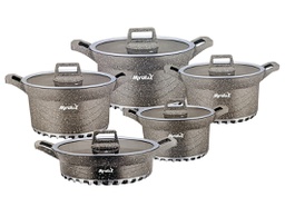 [ML-8069M] Cookware Fonte Miralux serie de 10pcs = 20cm à 32cm coul: Marron Granité (Cartons de 4 set)
