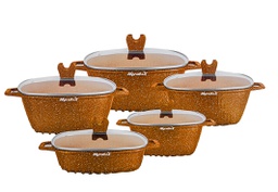 [ML-8071D] Cookware Fonte Miralux serie de 10pcs = 20cm à 32cm coul: Doré Granité (Cartons de 4 set)