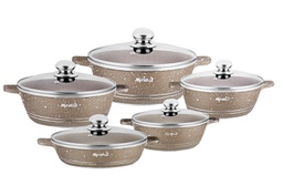 [ML-8073C] Cookware Fonte Miralux serie de 10pcs = 20cm à 32cm coul: Café Granité (Cartons de 4 set)