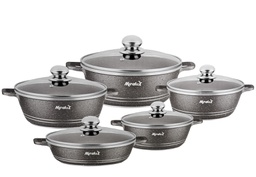 [ML-8073G] Cookware Fonte Miralux serie de 10pcs = 20cm à 32cm coul: Gris Granité (Cartons de 4 set)