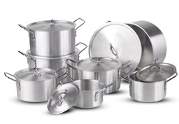 [COOKING POT SET 4,5KG] Cooking Pot Aluminium Satin Polish 4,5kg/set EFFEIL (Série de 14pcs )