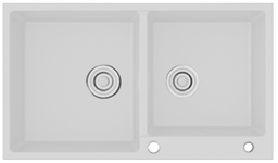 [G-T8650G03] EVIER GRANITE DOUBLE BAC MEERA Réf: G-T8650G03 Couleur IVORY WHITE