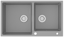 [G-T8650G04] EVIER GRANITE DOUBLE BAC MEERA Réf: G-T8650G04 Couleur LIGHT GREY