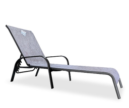 [LRTC-018/A] FAUTEUIL DE JARDIN / TRANSAT (LOUNGE) REF LRTC-018/A, STEEL TEXTILENE CHAIR, CHAIR SIZE W67*D165*H67 CM, BLACK FRAME + GREY TEXTILENE