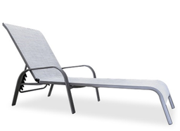 [LRTC-018/B] FAUTEUIL DE JARDIN / TRANSAT (LOUNGE) REF LRTC-018/B, STEEL TEXTILENE CHAIR, CHAIR SIZE W67*D165*H67 CM, BROWN FRAME + GREY TEXTILENE